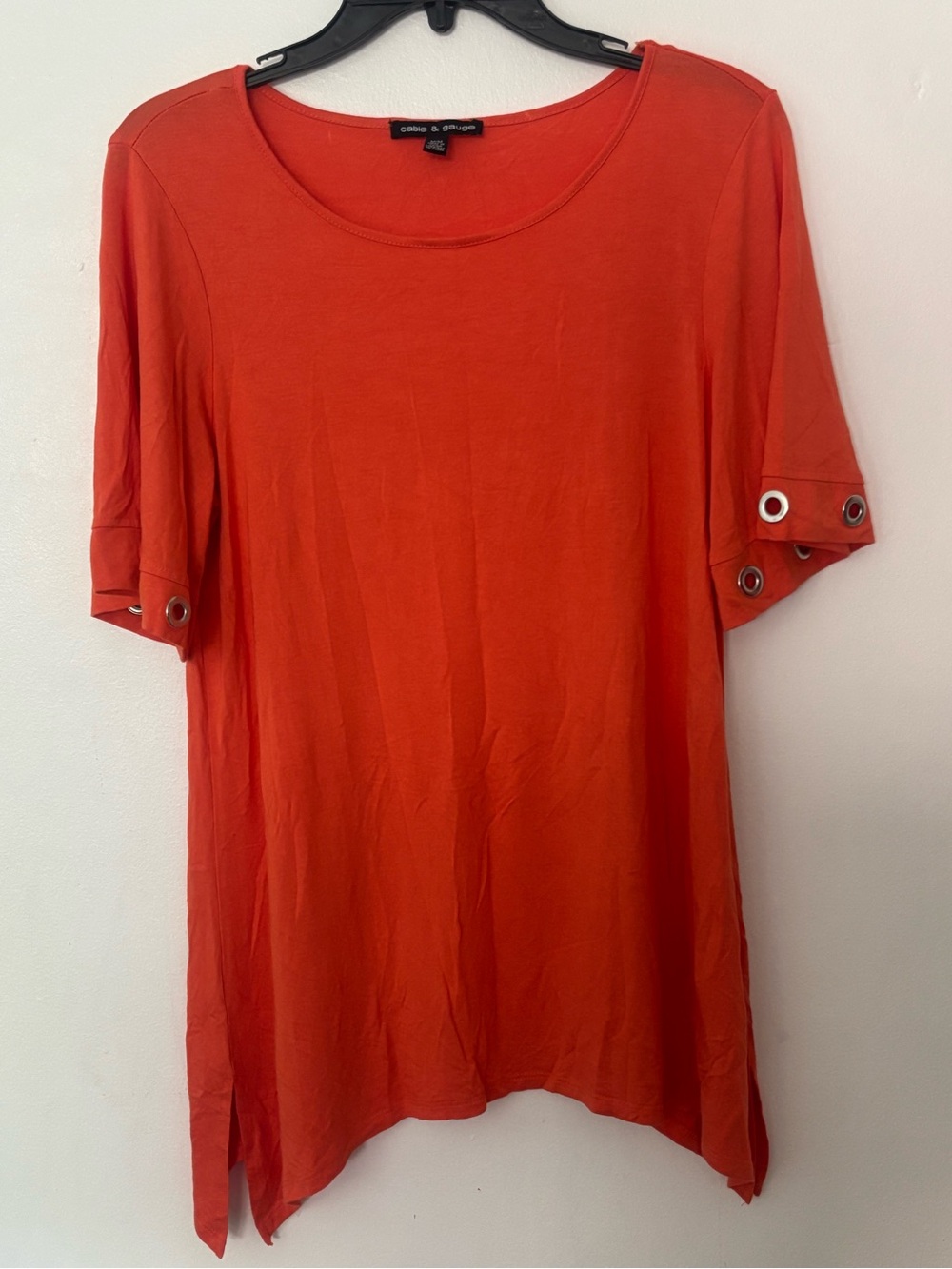 Cable & Gauge Orange Grommet Sleeve Tunic Top Size M
